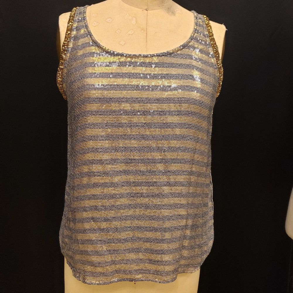 Gold striped sequin tank top Jeans by Buffalo NWT